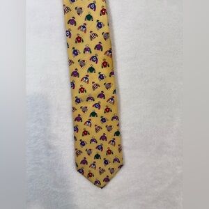 VINTAGE Alynn Neckwear Tie Necktie Yellow Racing Colors Jockey 1994 90s USA Mens